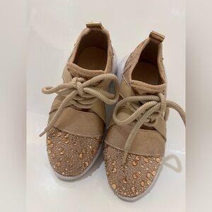 Kurt Geiger Children's Carvela Mini Lament Bling in Nude rose gold blush size 11
